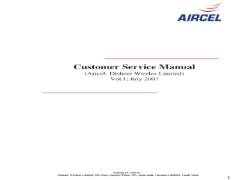 1 Customer Service Manual Aircel Dishnet Wireles Limited Vol 1