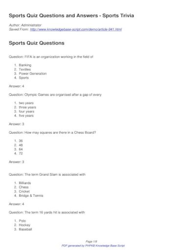 Sports Quiz Questions And Answers Sports Quiz Questions And Answers Sports Trivia Author Administrator Saved From