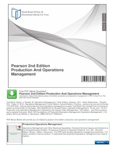 production and operations management by r panneerselvam pdf