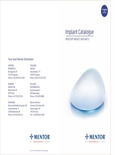 nylon Typisk dialog Implant Catalogue - Mentor 1 Implant Catalogue MENTOR&cent;&reg; BREAST  IMPLANTS 1st Edition April 2016 SWEDEN