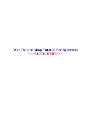 web dynpro abap for beginners