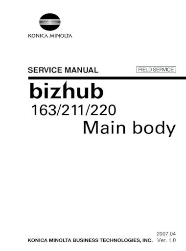Konica Minolta Bizhub 163 211 220 Field Service Manual