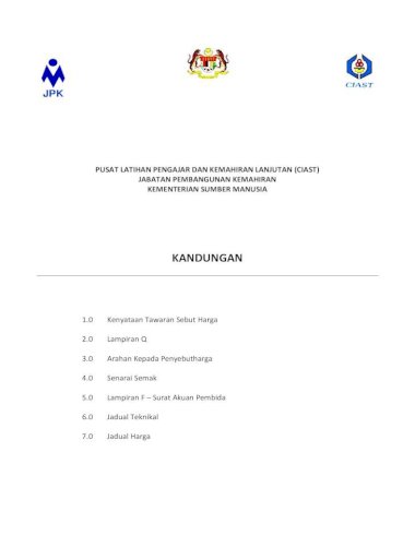 Contoh Quotation Sebut Harga - Iskandar Regional Development Authority