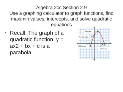 Recall The Graph Of A Quadratic Function Y Ax 2 Bx C Is A Parabola