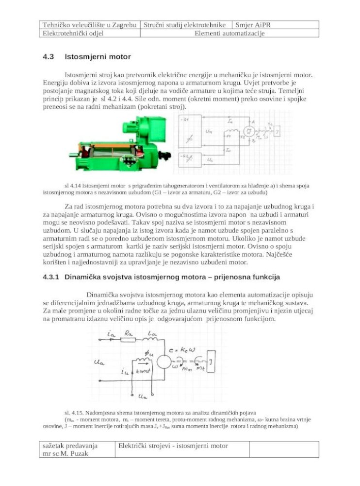 Regulacija brzine vrtnje istosmjernog motora