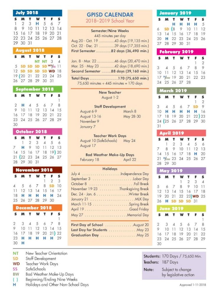 Gpisd Calendar 22-23 - Customize and Print